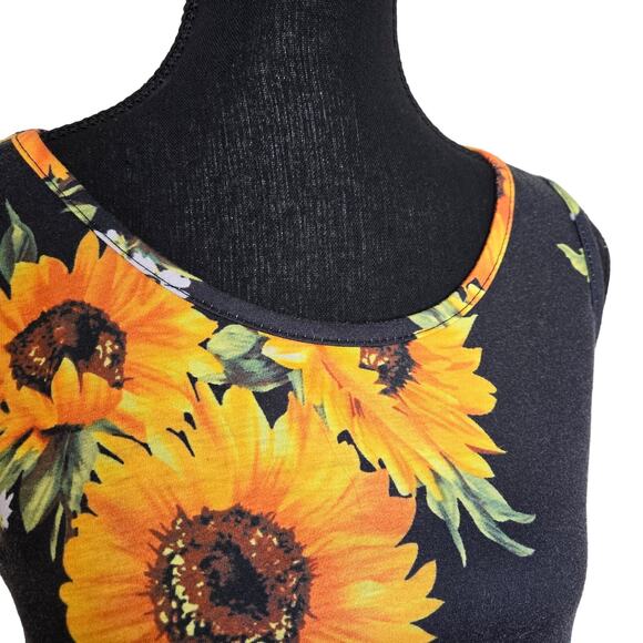 Spadehill Women's Sunflower Black Sundress Casual A-line Pockets Pull On Size S - Picture 2 of 10